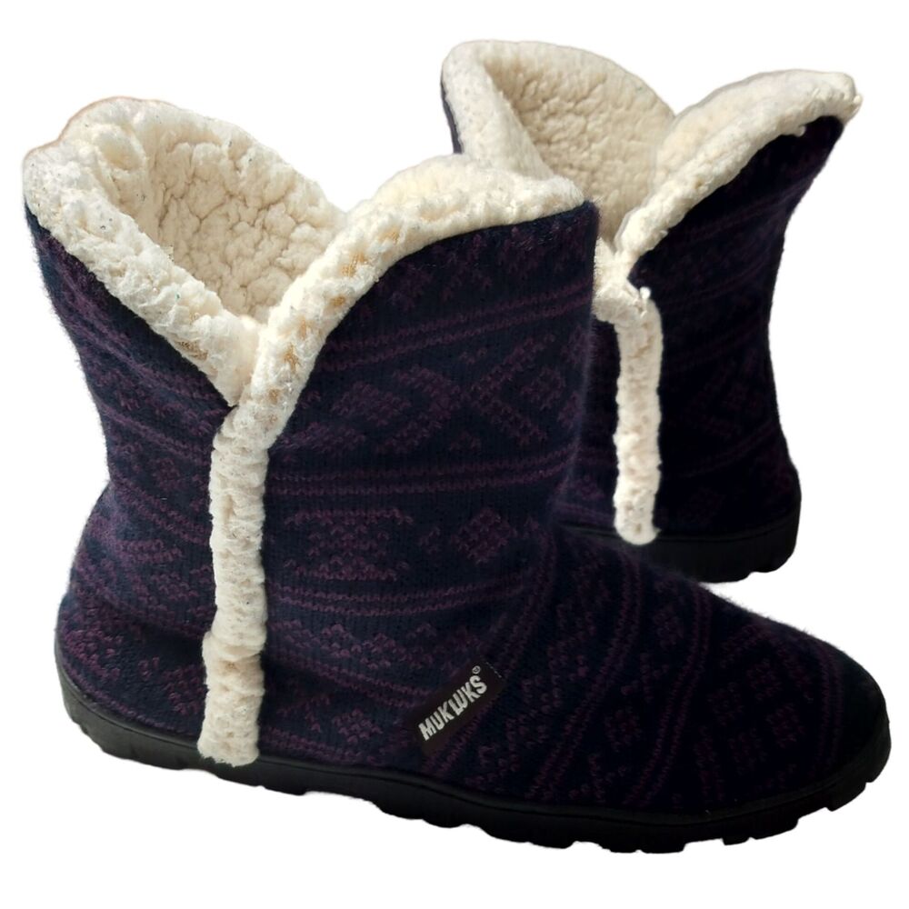 MUK LUKS Women's Cheyenne Slippers - Purple. Size 7-8